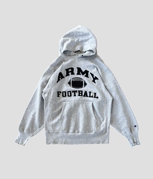 -Champion- Vintage 90s XL ARMY FOOTBALL Print Reverse Weave Hoodie made in USA