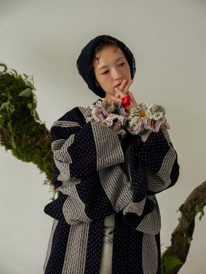 羽織 / 久留米絣 / layout stripe / navy | KIMONO ARCH