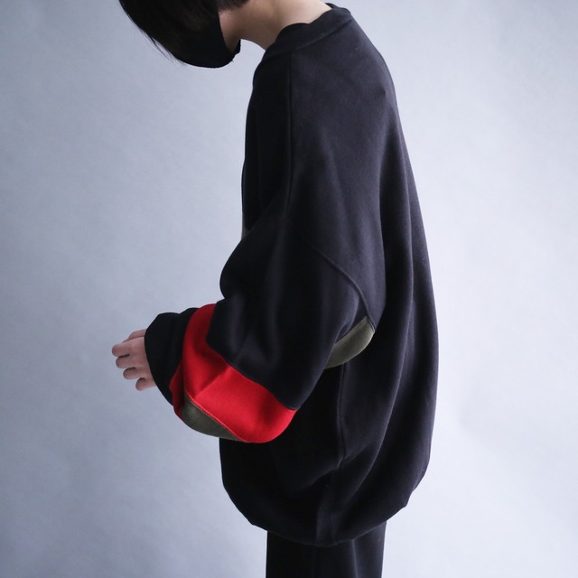 3-tone switching design XXL over silhouette sweat pullover（dead stock）