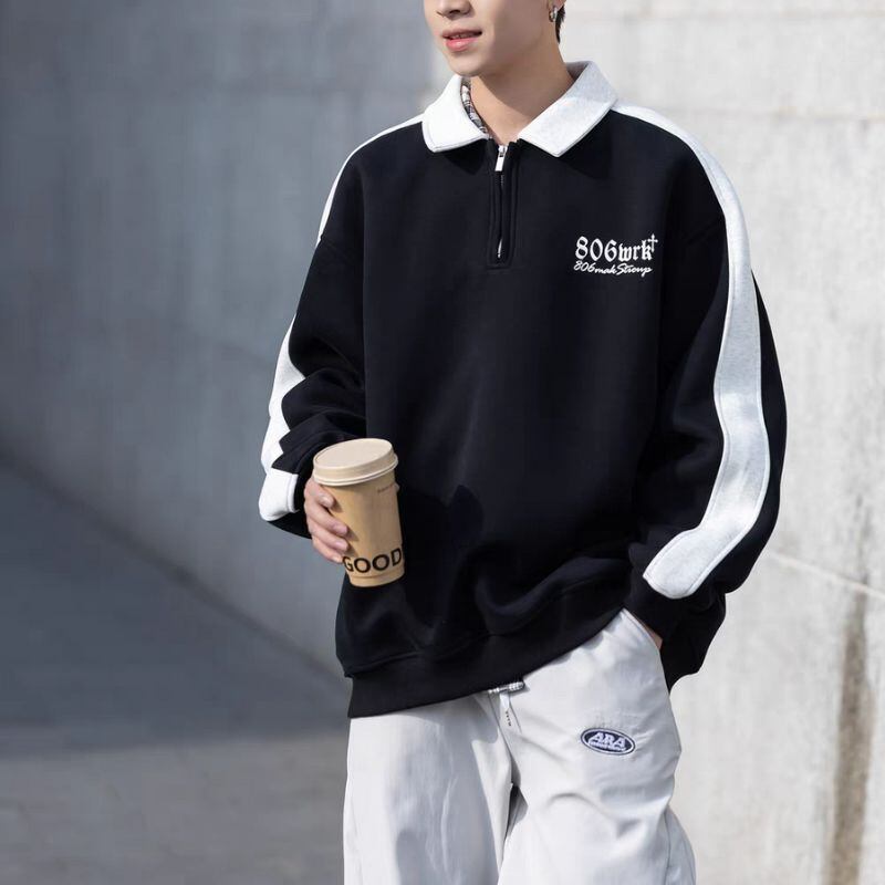 ライン入りハーフジップパーカー C10697