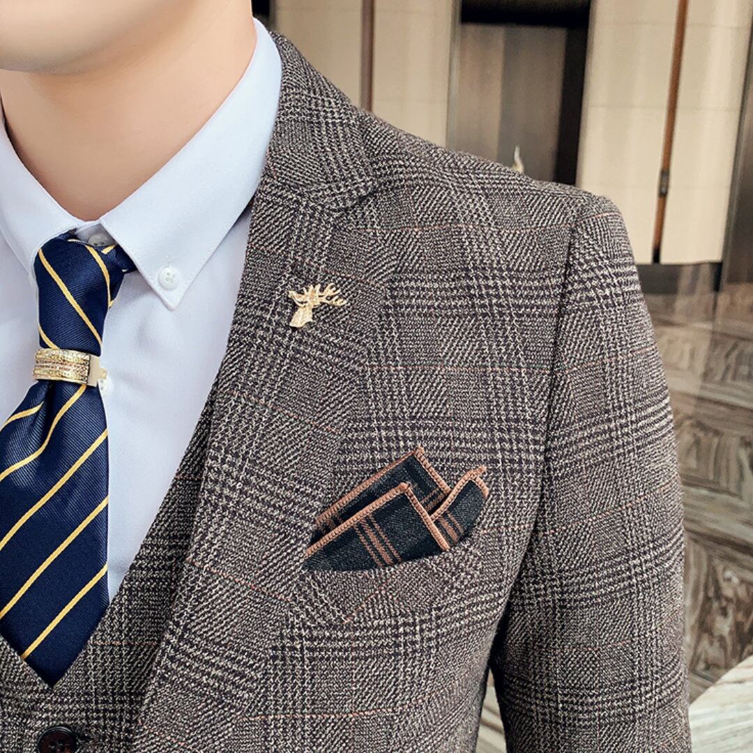 チェック柄 カジュアルスーツ ツーピース 3カラー A1746 | メンズ