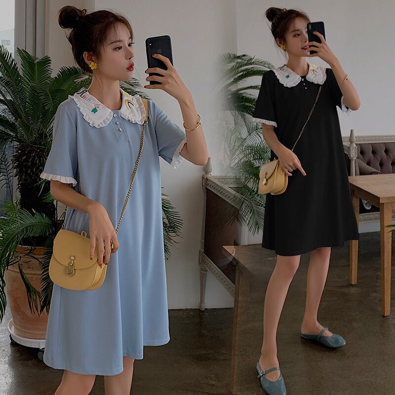 【新作】【送料無料】 マタニティ服2020夏シフォンピーターパン襟妊婦夏服ドレススカート夏の流入 サマー 夏物 AL expec354122109299