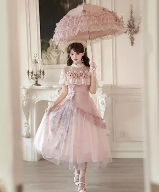 ロリータファッション スカート + ワンピース + ネックレス 3点セット