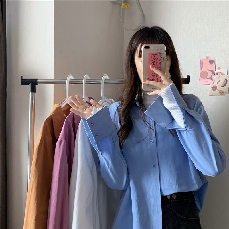 スプリングホワイトロングシャツ 長袖 春物 YY-ファッション72372849431