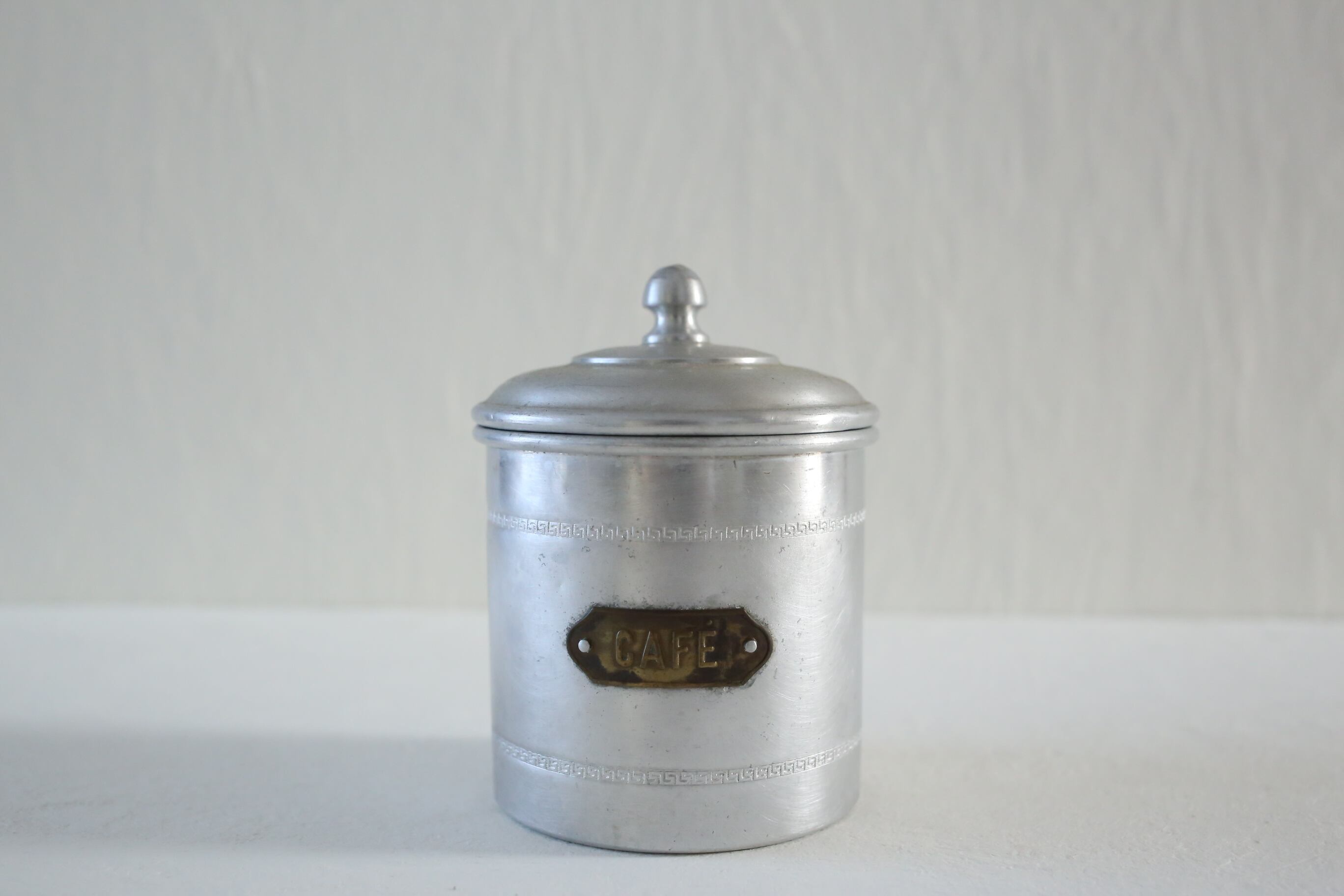 フランス アンティーク ヴィンテージ アルミ製 キャニスター 「CAFÉ」N-00396c