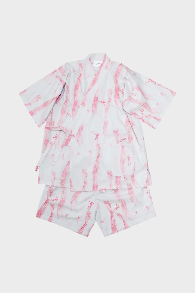 〈 michirico 25SS 〉 My dear Mexico TEX Jinbei "甚平" / ピンク / S (90-100)〜M (100-115) /