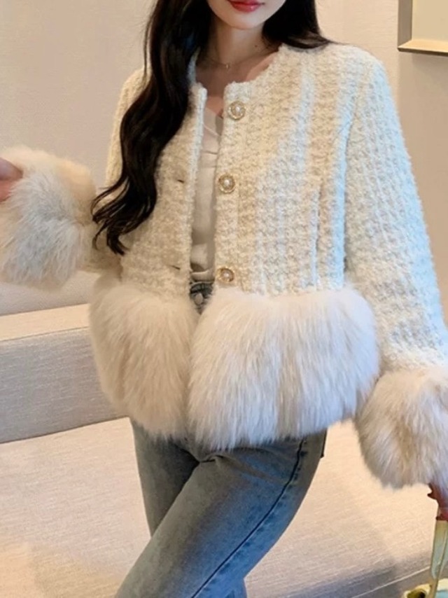 girly white fur jacket