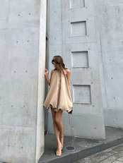 balloon dress beige