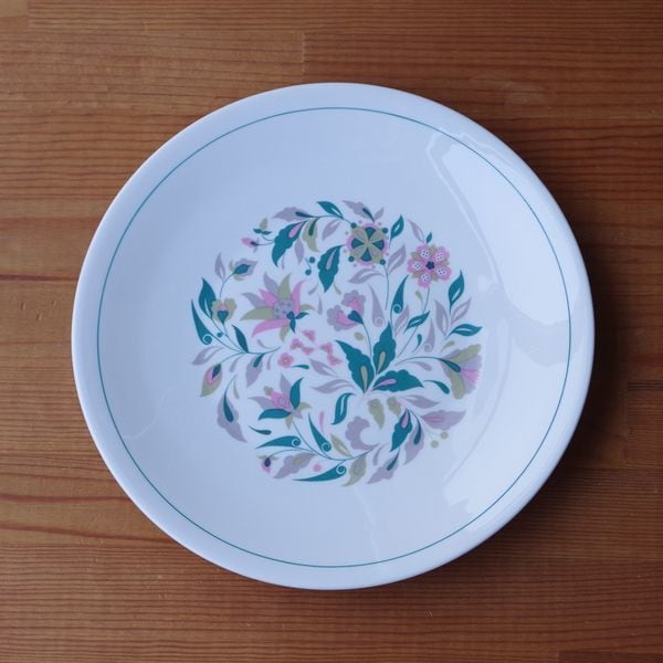 レトロ ピンク グリーン 花柄 お皿 アンティーク ヴィンテージ 食器
