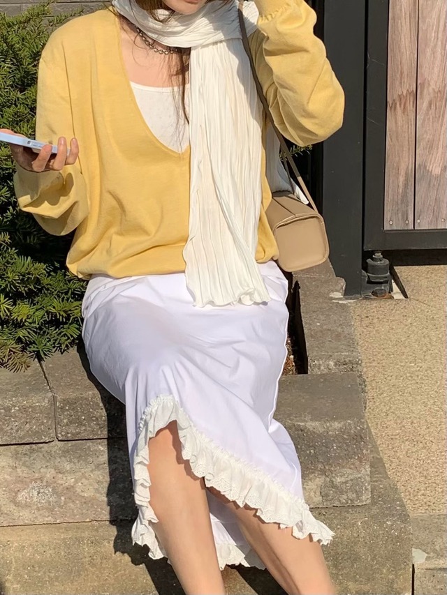 (予約) HAUS / Billy silk deep V neck knit 3color