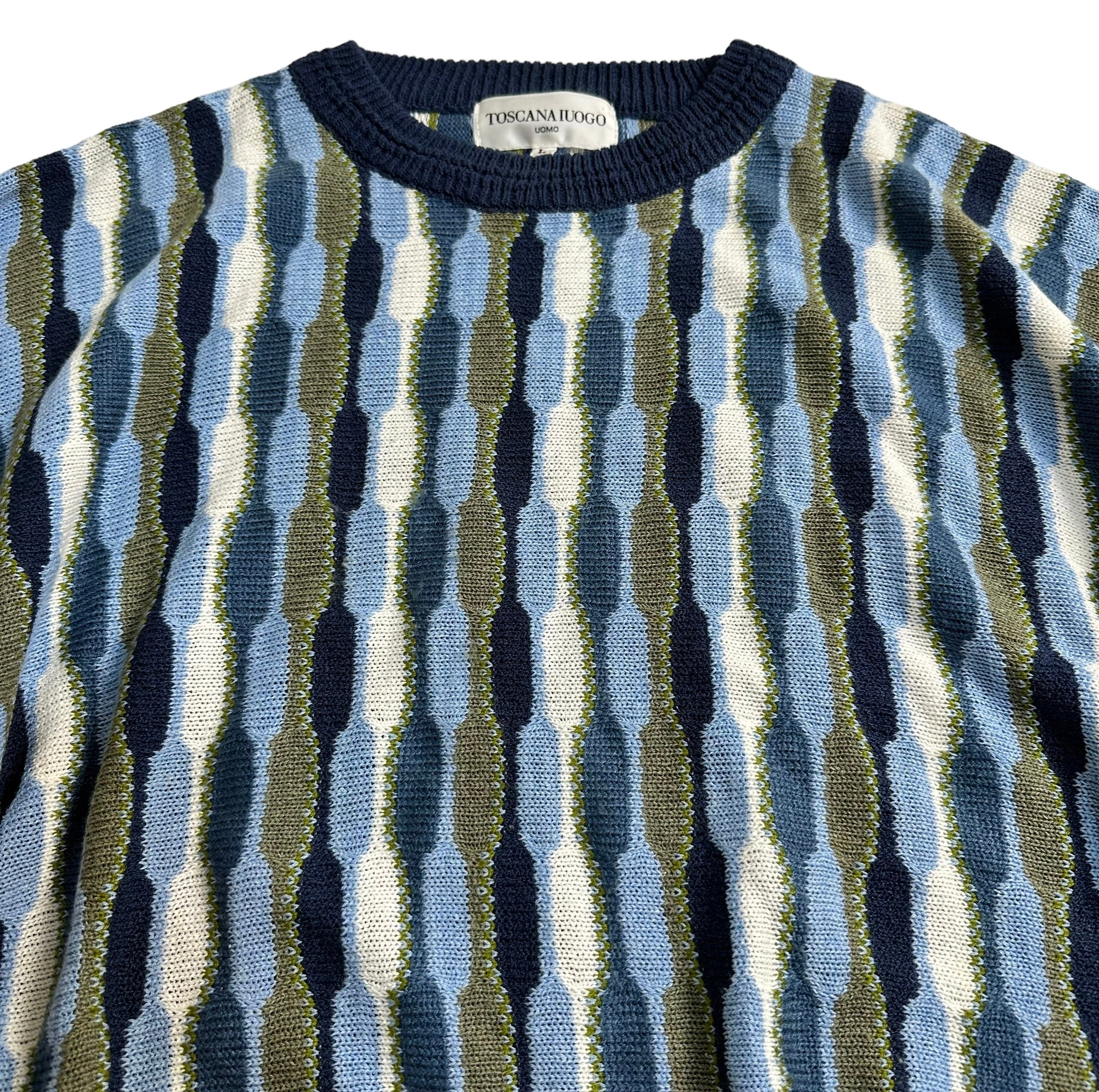 TOSCANA IUOGO】vintage 3D Design print crew neck sweater 3D TOSCANA IUOGO】vintage 3D Design print crew neck sweater 3D