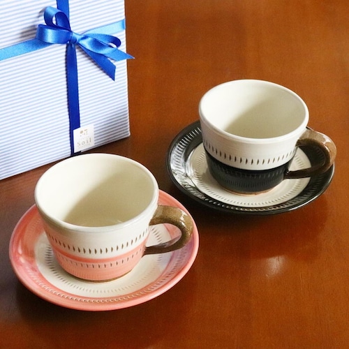 小石原焼 蔵人窯 色カップ＆ソーサー Koishiwara-yaki Colored cup and saucer #073