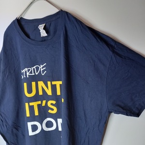 ギルダン　クルーネック　プリントT　企業ロゴ　オーバーサイズ　ネイビー　2XL