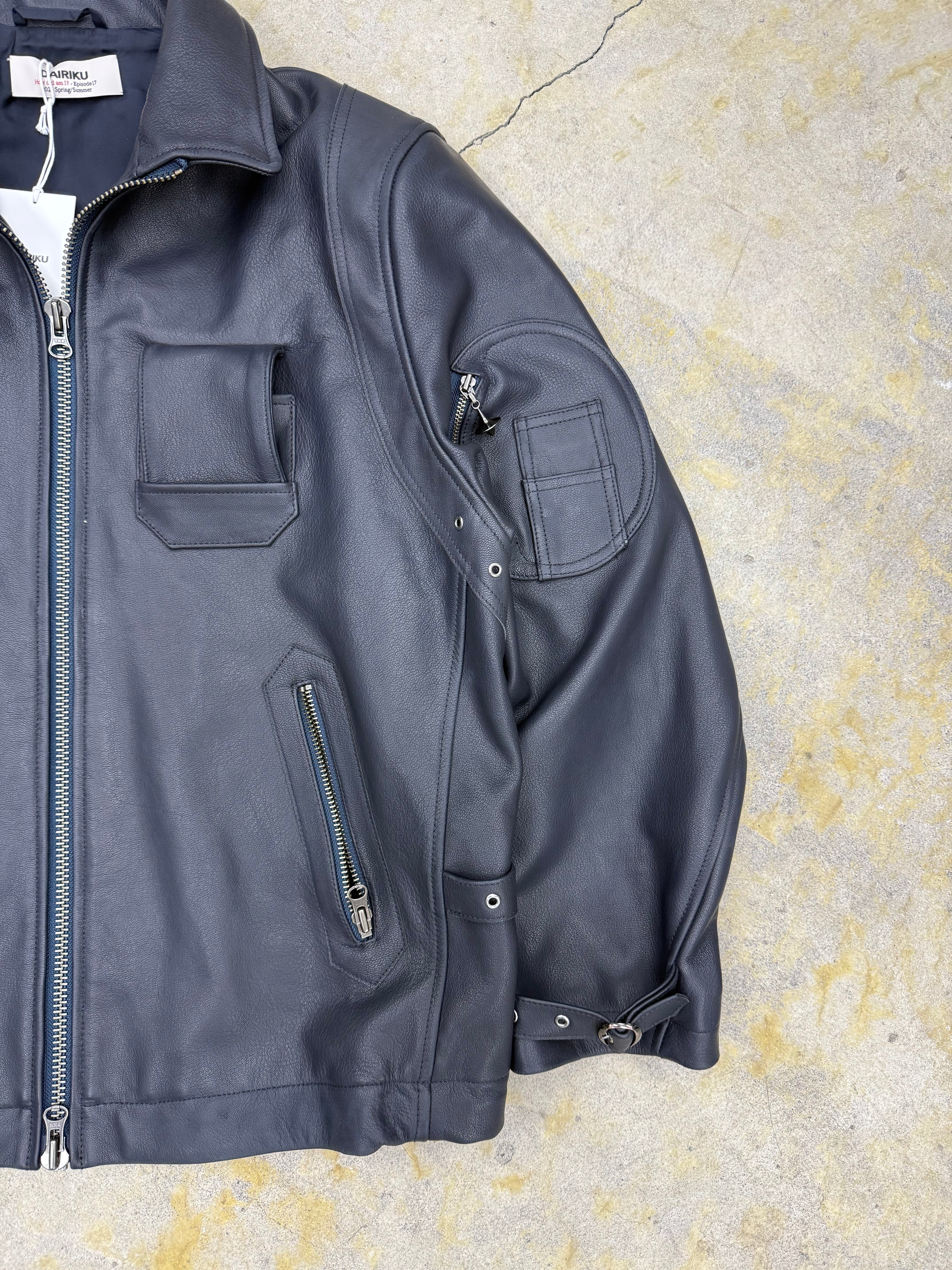 DAIRIKU | Millitary Leather Flight Jacket | Navy×Black | HOWDAY