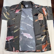 HOUSTON/ヒューストン x伊藤若冲COTTON RAYON ALOHA SHIRT(魚くし)/アロハシャツ