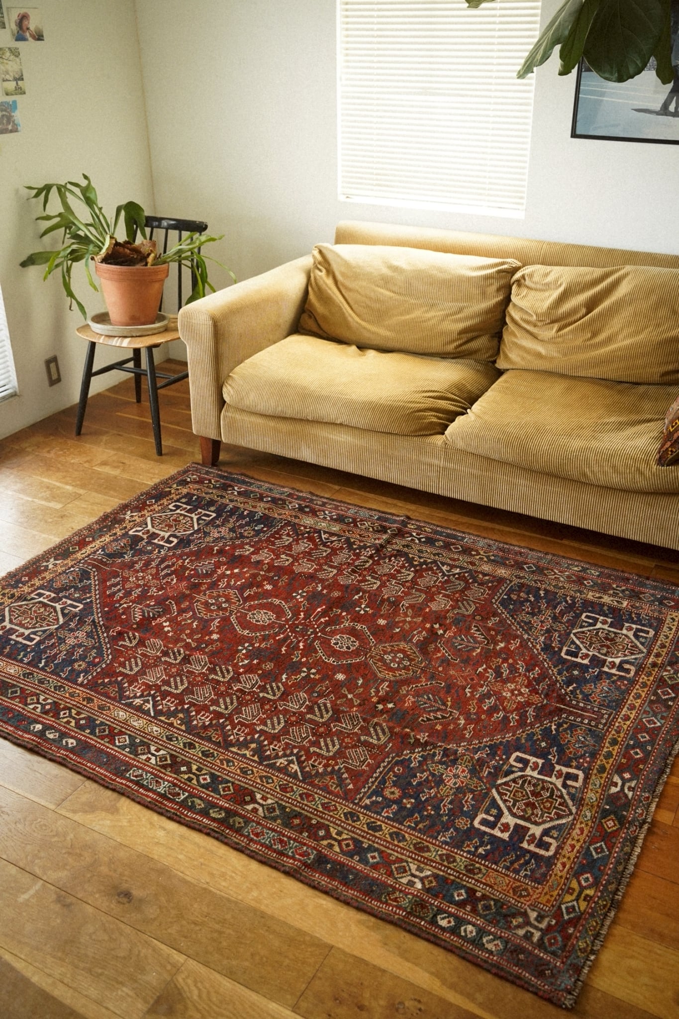 ラグ Antique khamse rug Antique Khamseh Rug, カムセ・ラグ 1870年頃、カムセ族 (ハムセ）の