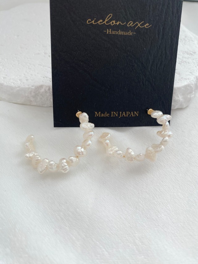 ～淡水パール花びらピアス(小)～