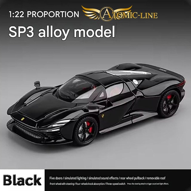 フェラーリ デイトナ SP3 ミニカー 1/22 全3色 ライト点灯 エンジンサウンド 合金モデル 模型 ジオラマ