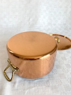銅鍋　両手鍋　蓋付き　フランス製　寸胴厚さ2mm　未使用品 12kwej1