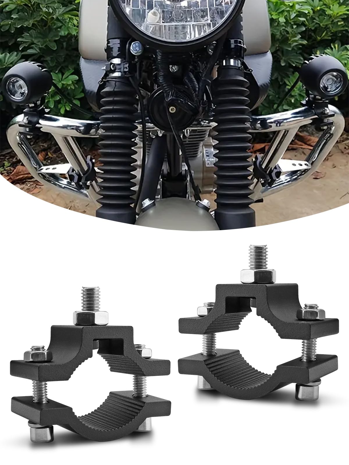 Chelhead バイク用 LEDライトブラケット ハンドルバー取付 工具不要 パイプ挟み込み式 (φ18-30mm対応) 耐震/防水IP65 作業灯 フォグランプ 対応 ブラック 穴あけ不要 簡単取り付け 2個セット