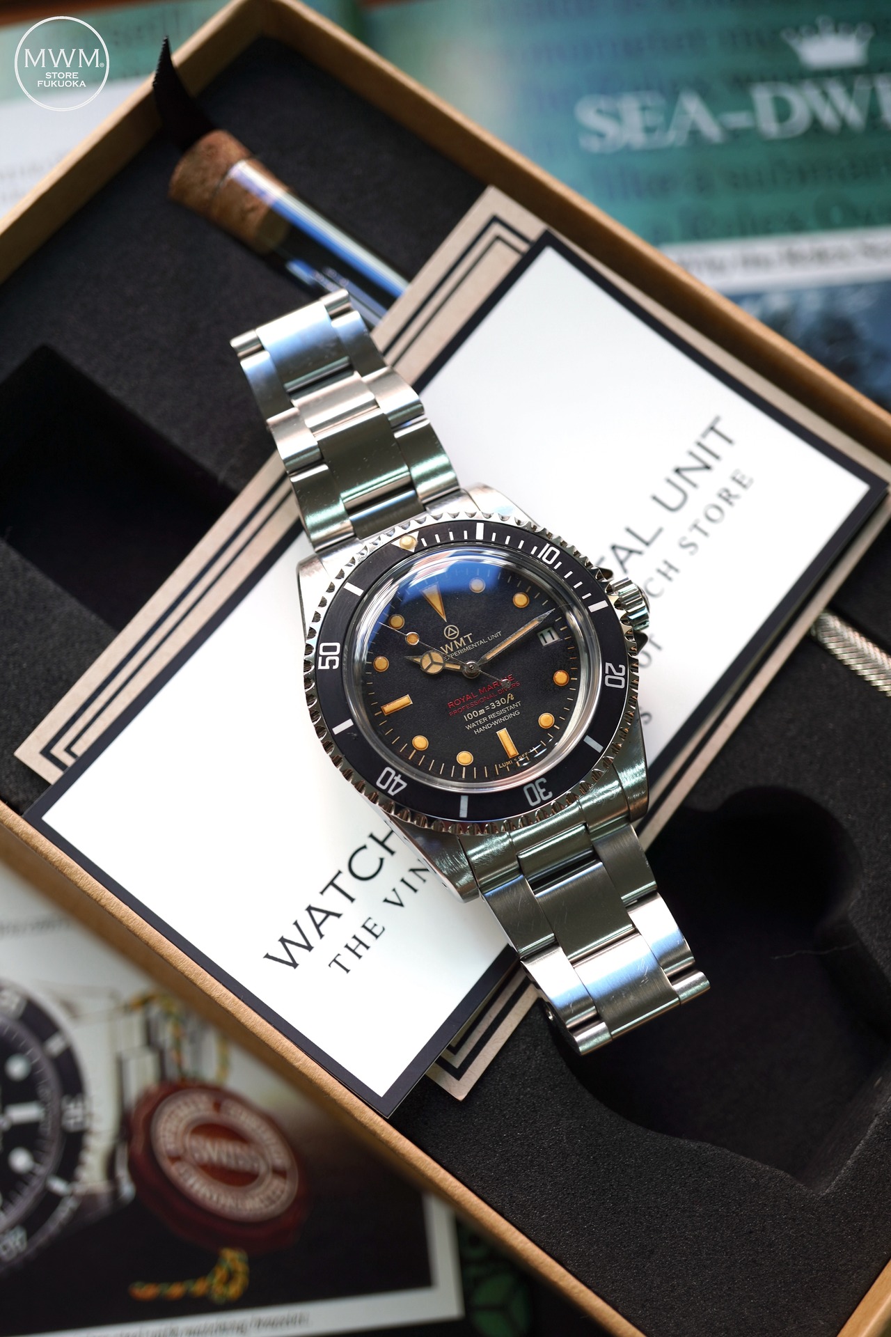 WMT Royal Marine – "Double Red" Black dial /  Heavy aged Edition
