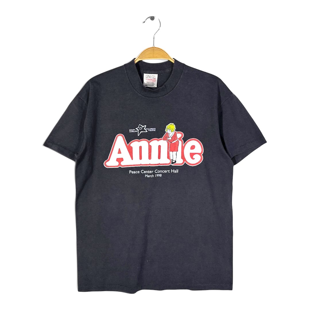 90s ミュージカル USA製 ヴィンテージ Tシャツ 1998 ANNIE 公演記念 シングルステッチ ブラック サイズM 古着 BZ0546