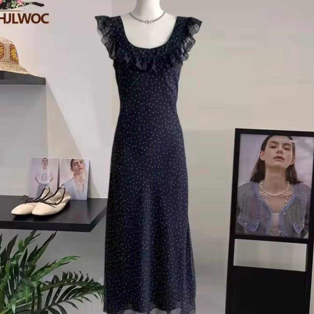 ドット柄バックリボンワンピース