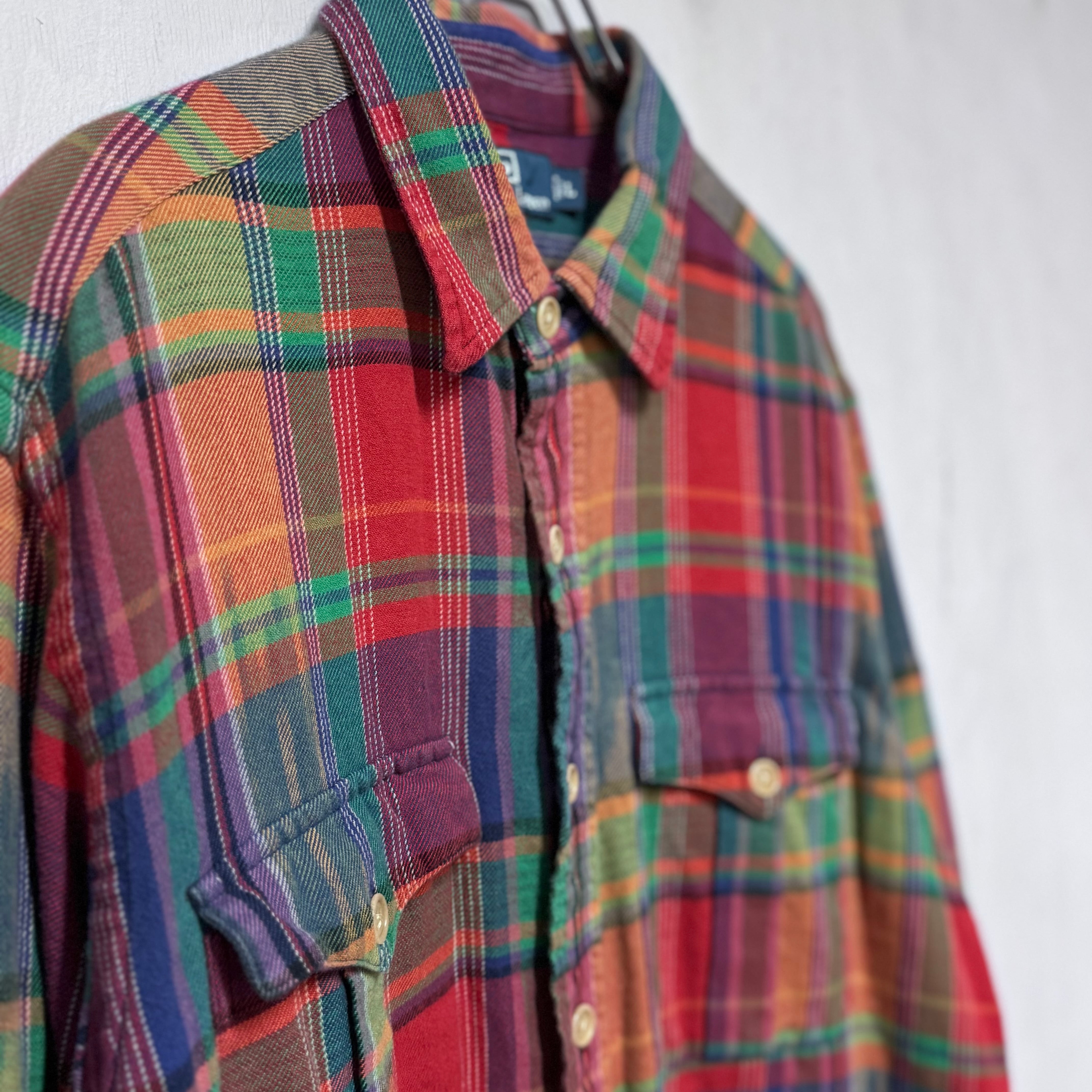 90s Polo by Ralph lauren チェックシャツ ネイティブ柄 レッド L