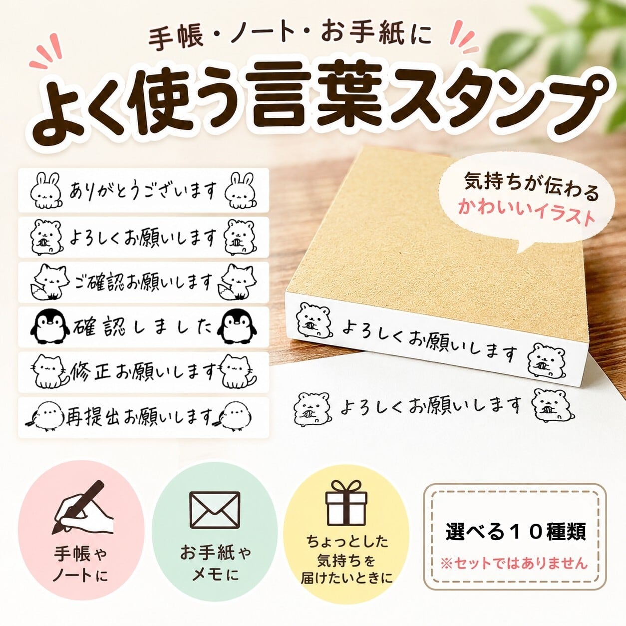 よく使う言葉スタンプ ／ 動物 イラスト ありがとう よろしく 確認