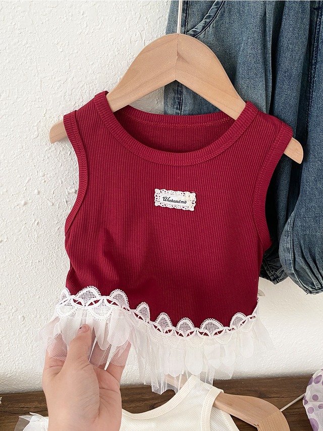 【BABY】裾レース切替ノースリーブTシャツ - 14