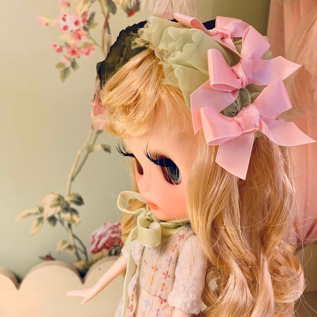 グリーンとピンクのヘッドドレス(200145)