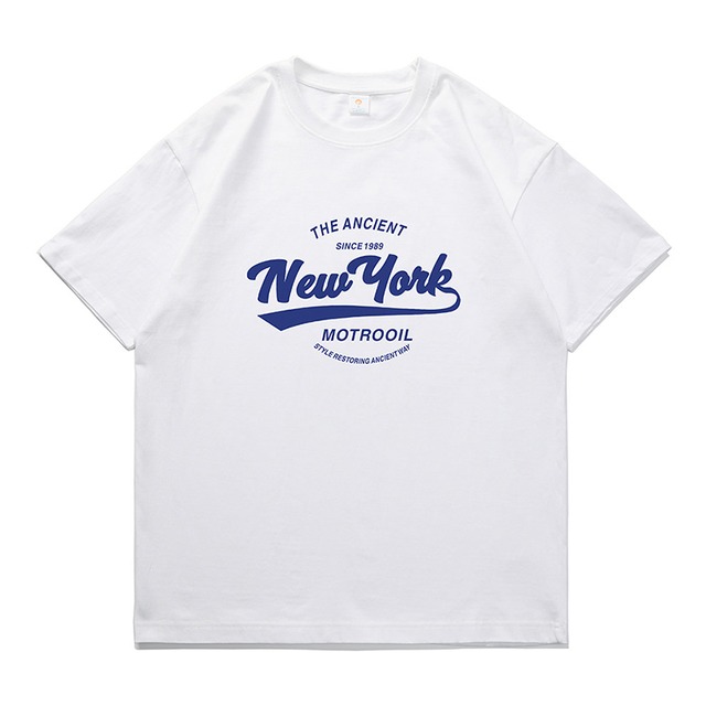 NEW YORKグラフィックプリントオーバーサイズ半袖Tシャツ 00076