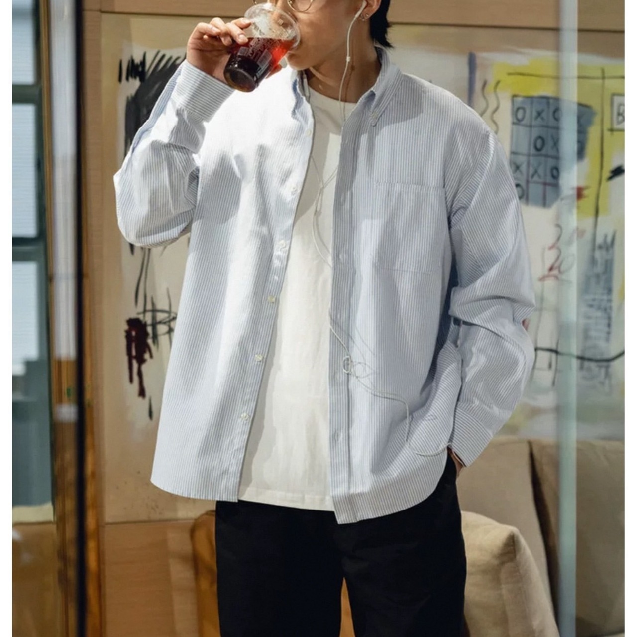 Stripe pattern shirt 0205 - 8