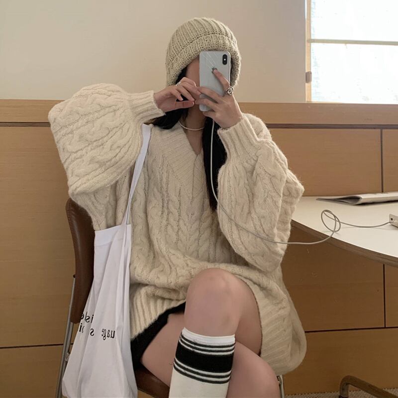 セーター レディースオータムウィンタースタイルルーズニットトップス 秋物 冬物 萌量不足77860565635