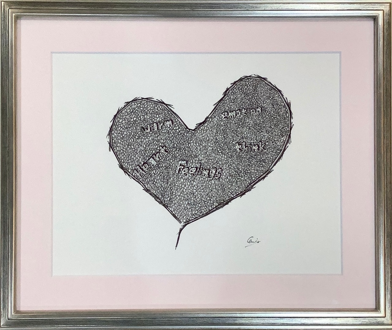 Emotion heart ( 感情ある心 ) Uネック ロングTシャツ フロストピンク