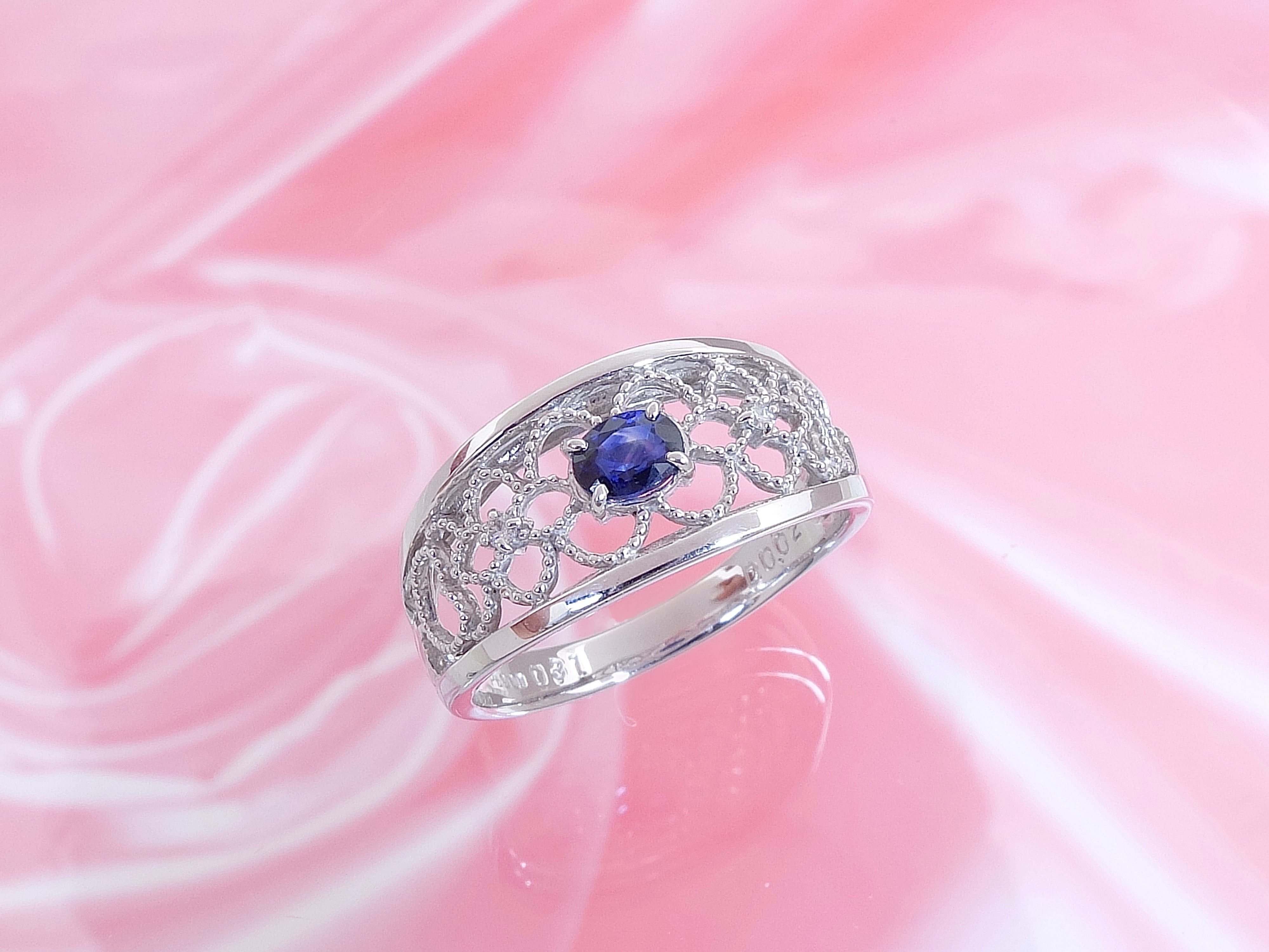 Pt サファイアダイヤモンドリング 0.31ct 14号 | ジュエリーシャレード