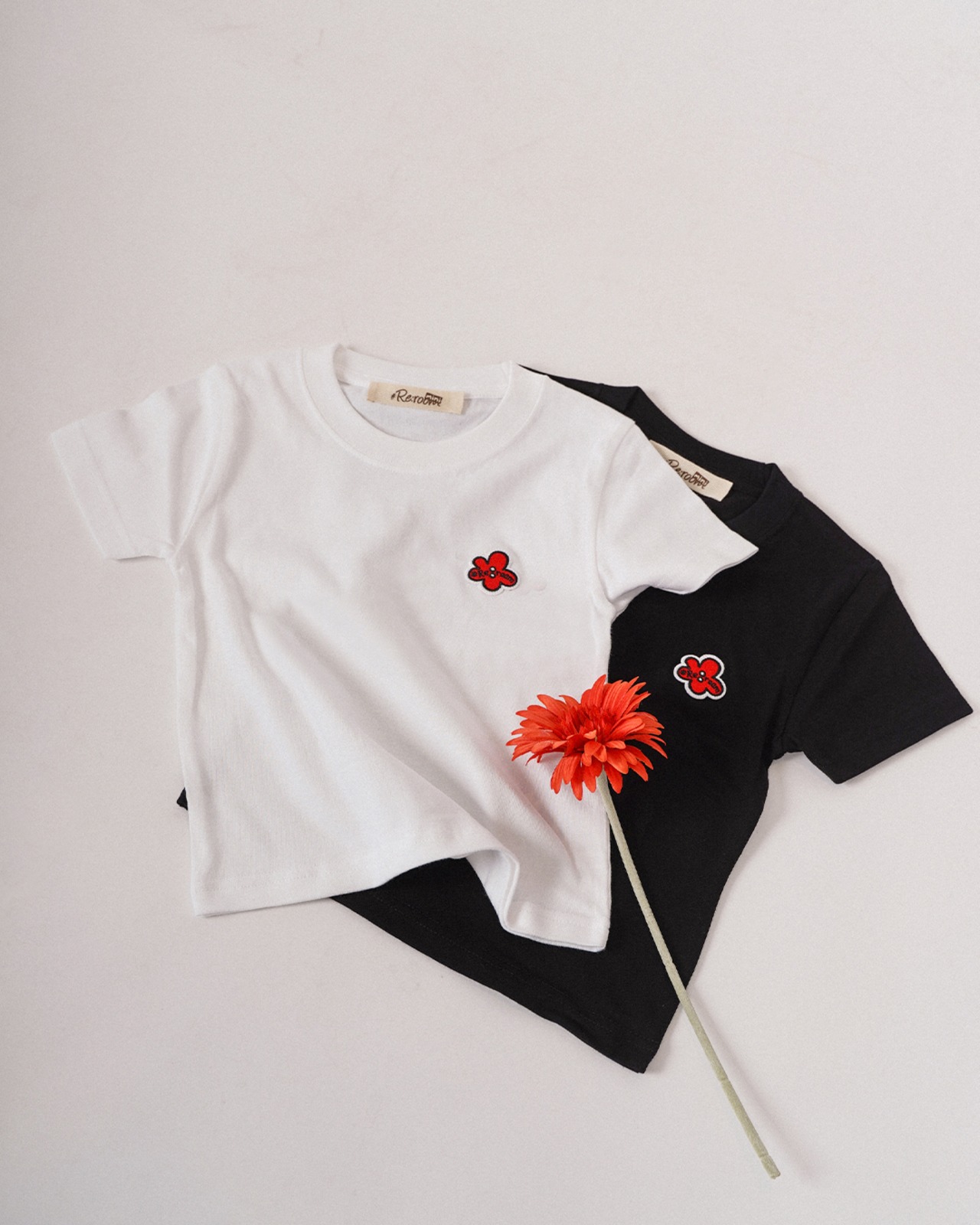 【mini】FLOWER ICON WAPPEN T-SHIRTS for Kids［RKC013］