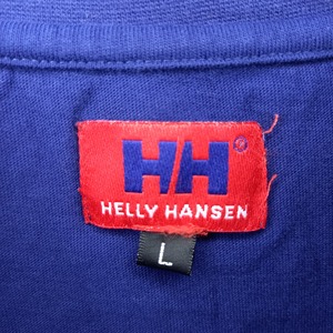 ヘリーハンセン　クルーネック　Tシャツ　刺繍ロゴ　ネイビー　メンズ　L