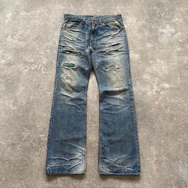 【ISAMU KATAYAMA BACKLASH】 レザーリペア デニムパンツ ISAMU KATAYAMA BACKLASH】イサムタカヤマ バックラッシュ レザー