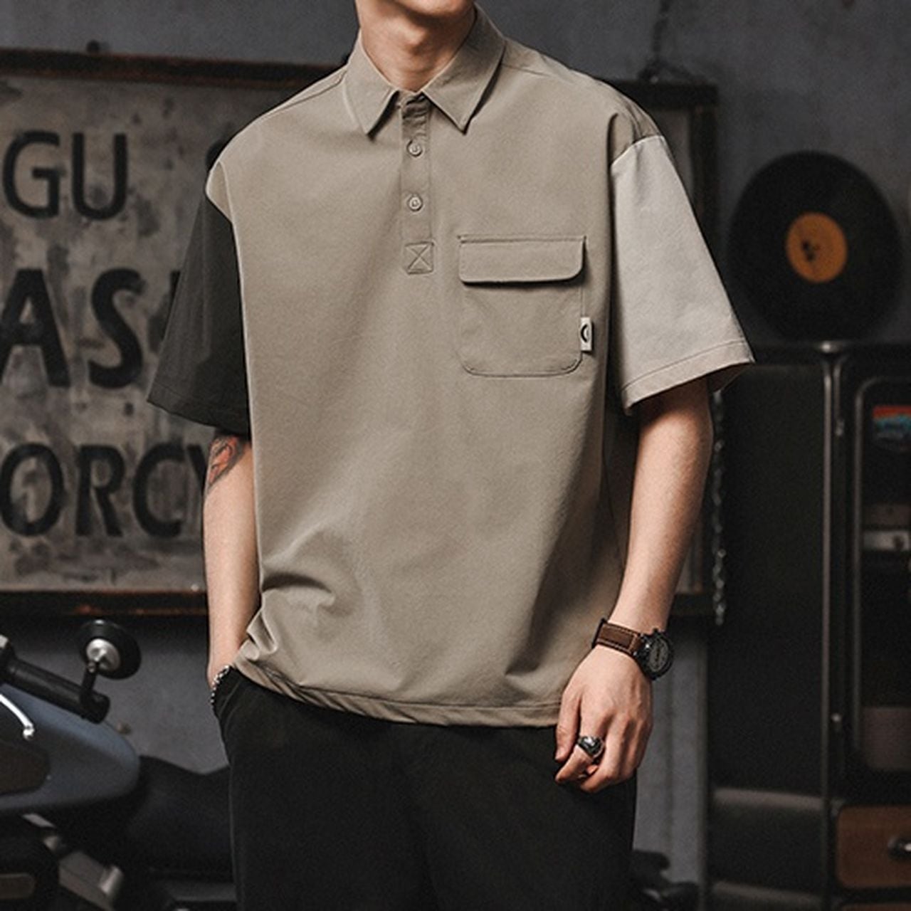 Mountain Cool Contrast Color Stitch Polo Shirt(MT1236)