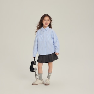 秋水色ストライプTシャツ