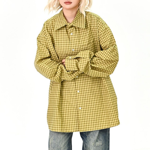 retro check color shirt　レトロチェック柄カラーシャツ　J1743