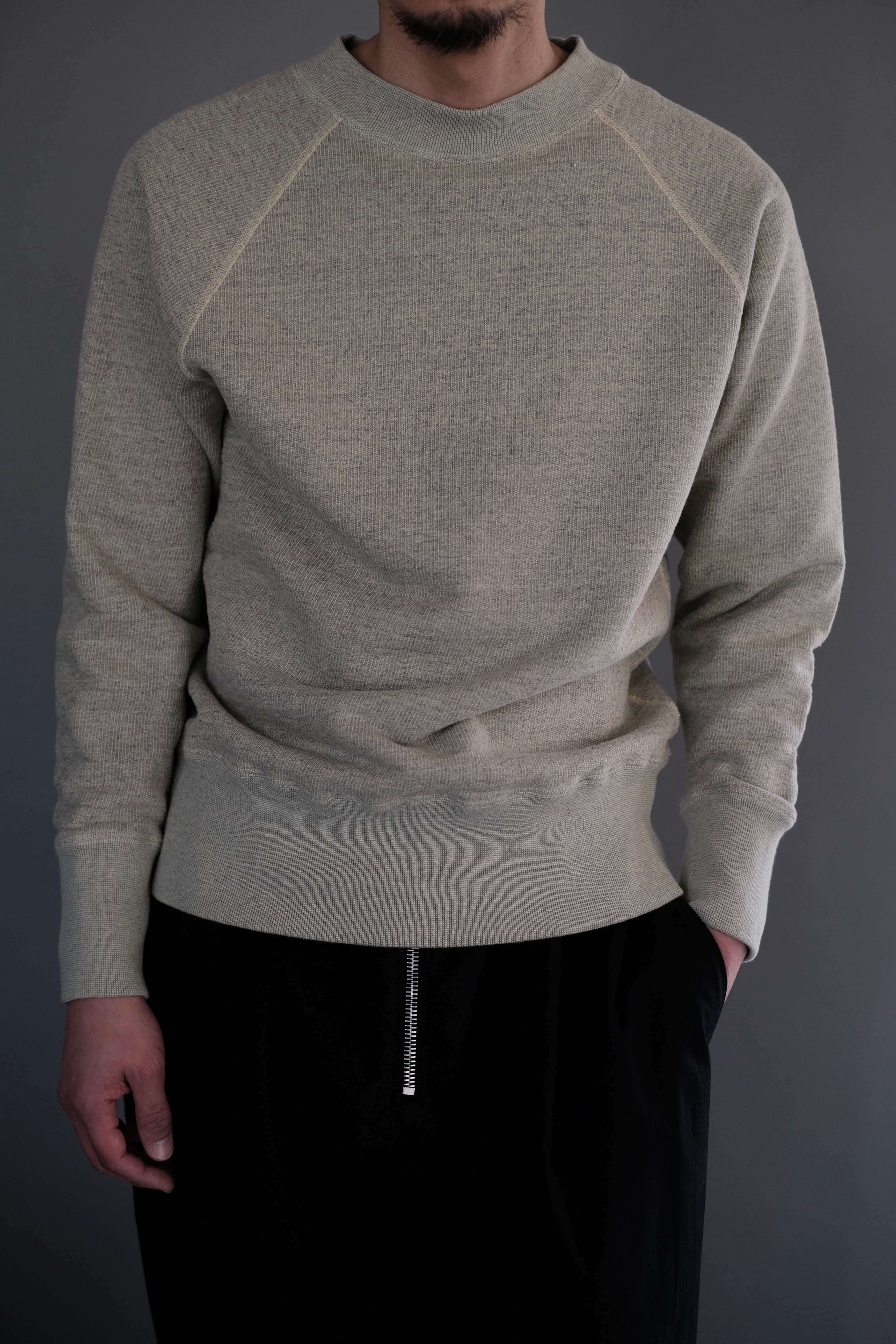 SLOPESLOW / Overdyed inlaid jersey Sweat Shirt | LIVING