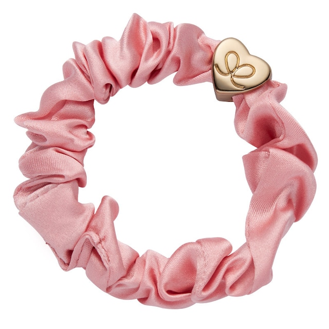 Gold Heart Silk Scrunchie Rose Tan_S-1-105