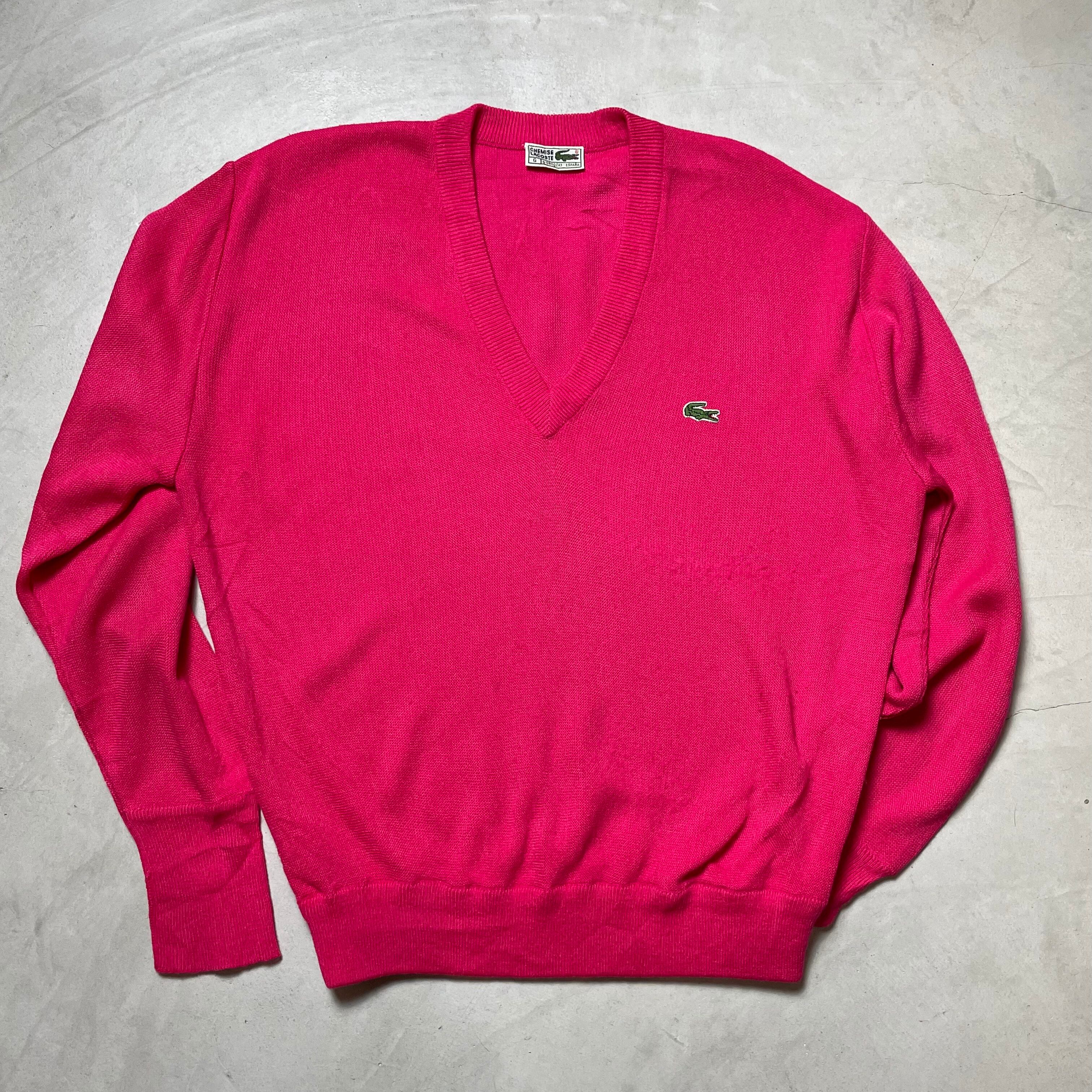 LACOSTE ラコステ アクリル アクリルセーター メンズL-XL相当 古着 ピンク【ニットセーター】