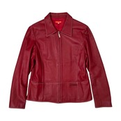 美品 羊革 GREENCLUBS グリーンクラブ ジップアップ 本革 ラムレザー ジャケット 2 /レッド/ライカ