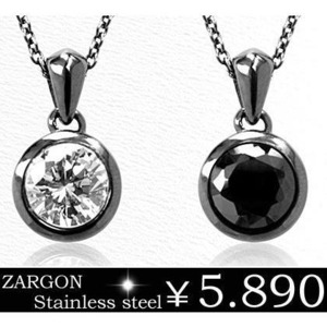 【年始セール】ネックレス ブラック ステンレス ジルコニア ZARGON gps8200