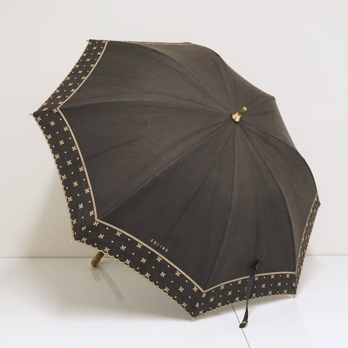 日傘 CELINE セリーヌ USED品 マカダム 晴雨兼用 ブラック スカラップ