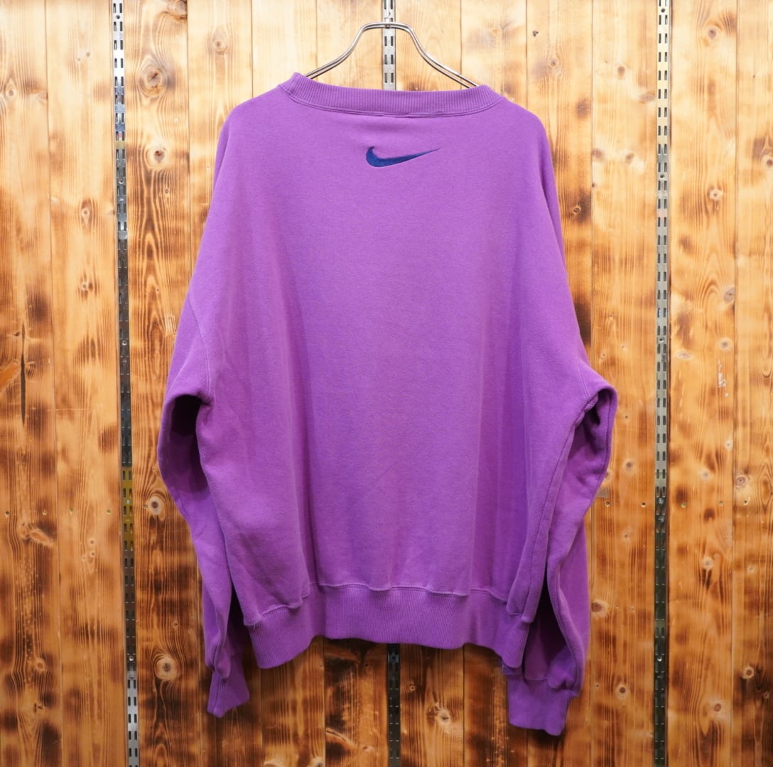 80s90s nike ロゴ スウェット XL/ナイキ トレーナー 紫 パープル
