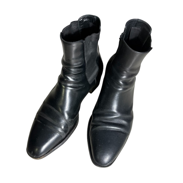 SAINT LAURENT PARIS black leather heel boots